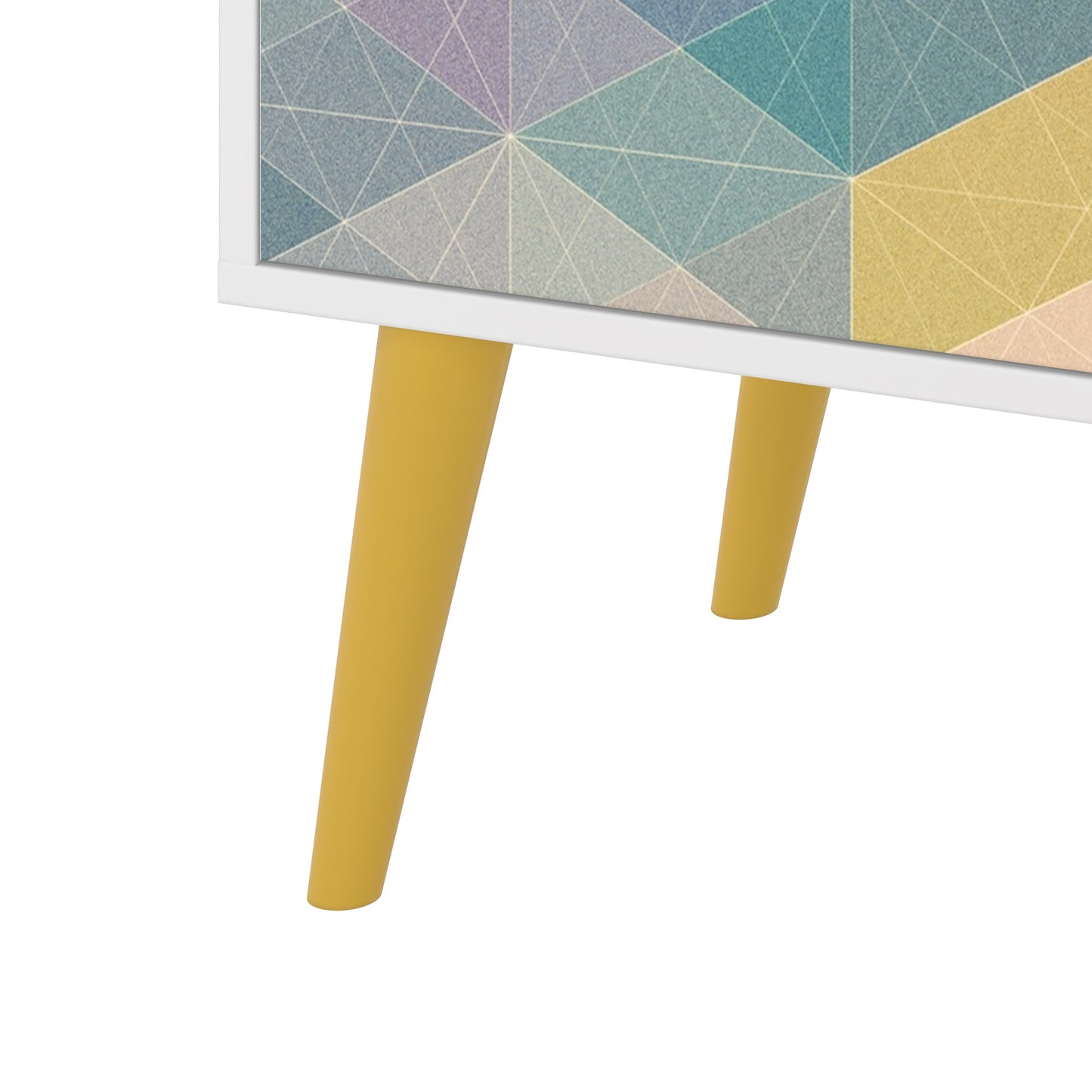 Manhattan Comfort 2-Piece Mid-Century Modern Avesta Double Side Table in White, Stamp, Yellow 2-7AMC132