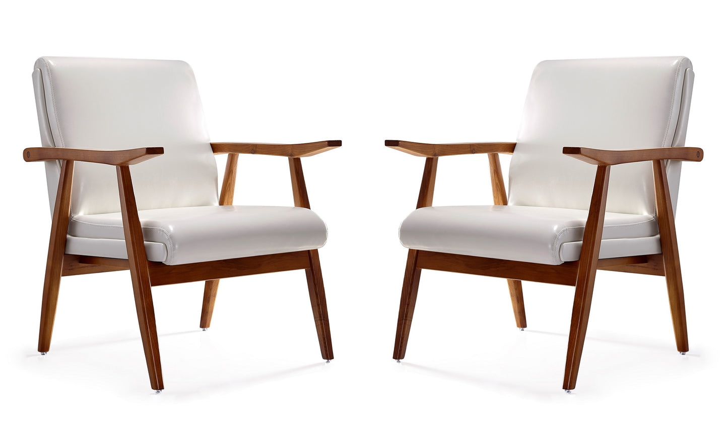 Manhattan Comfort ArchDuke White and Amber Faux Leather Accent Chair (Set of 2) 2-AC001-WH