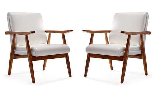 Manhattan Comfort ArchDuke White and Amber Faux Leather Accent Chair (Set of 2) 2-AC001-WH