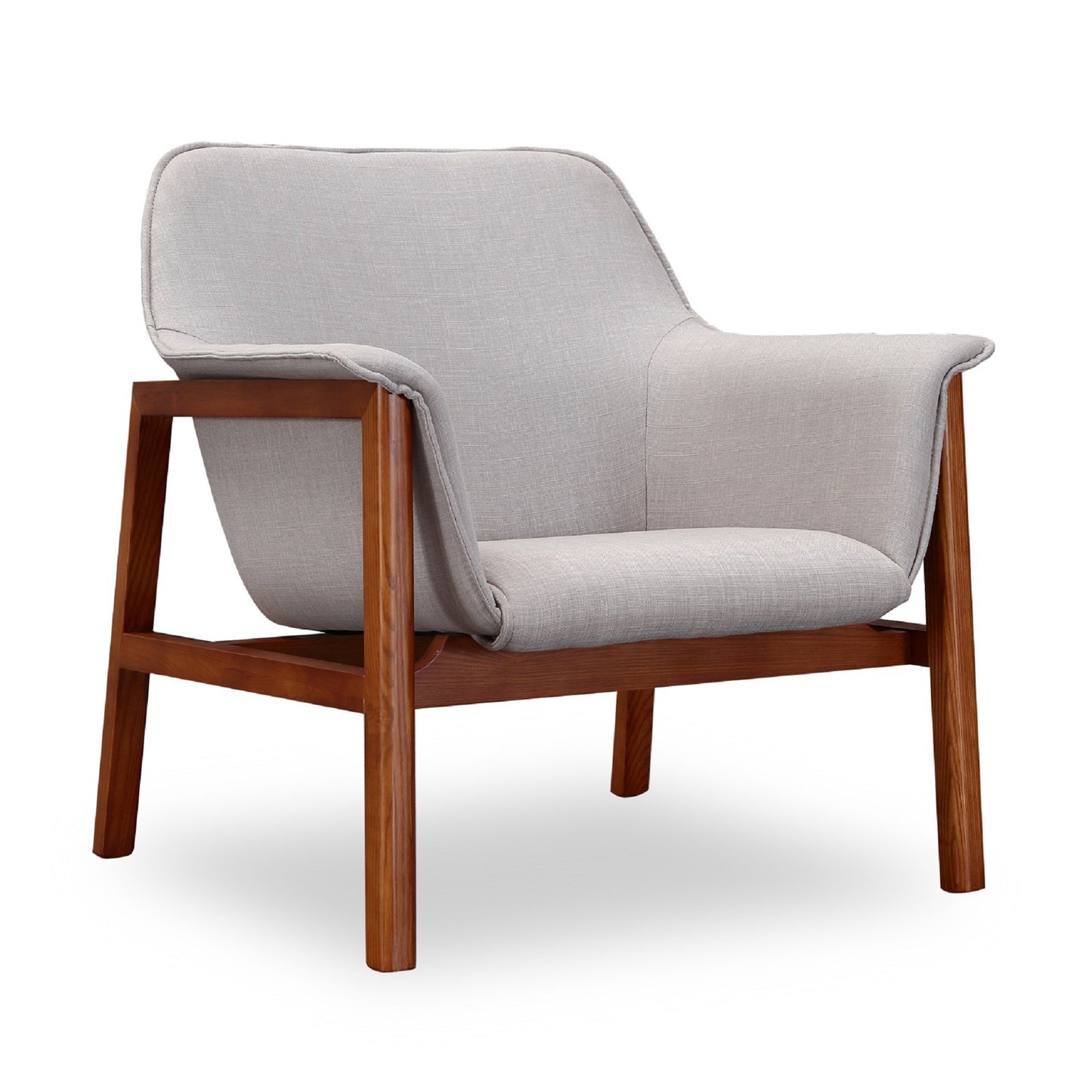 Miller Mid-Century Modern Linen Weave Accent Armchair in Gray - Set of 2 2-AC007-GY