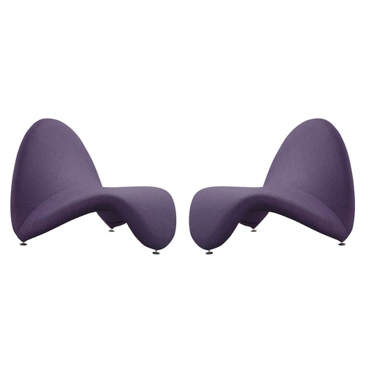 MoMa Modern Wool Blend Accent Chair in Purple - Set of 2 2-AC009-PL