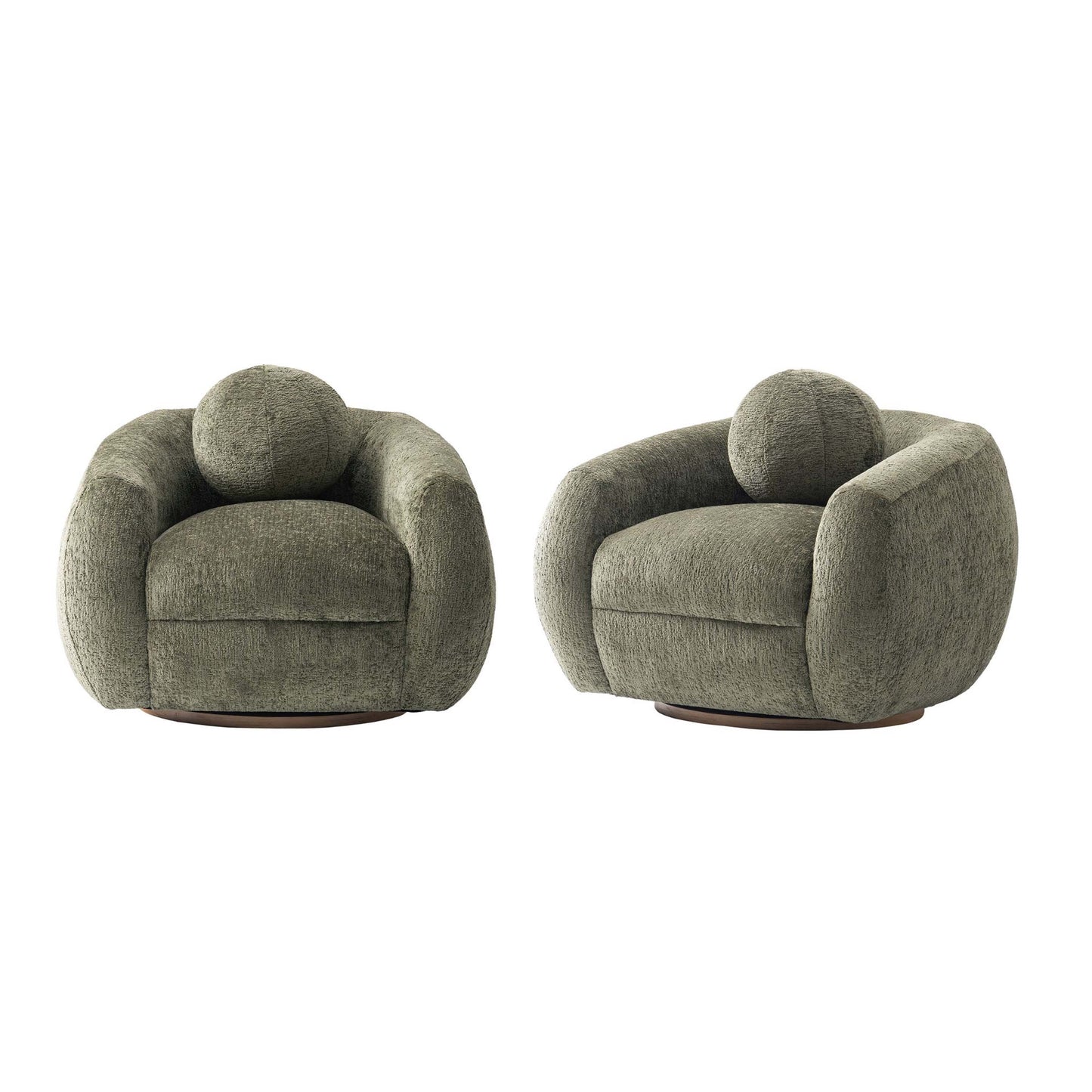 Tribeca Mid-Century Modern Chenille Lounge Chair in Olive Green - Set of 2 2-AC016-OG