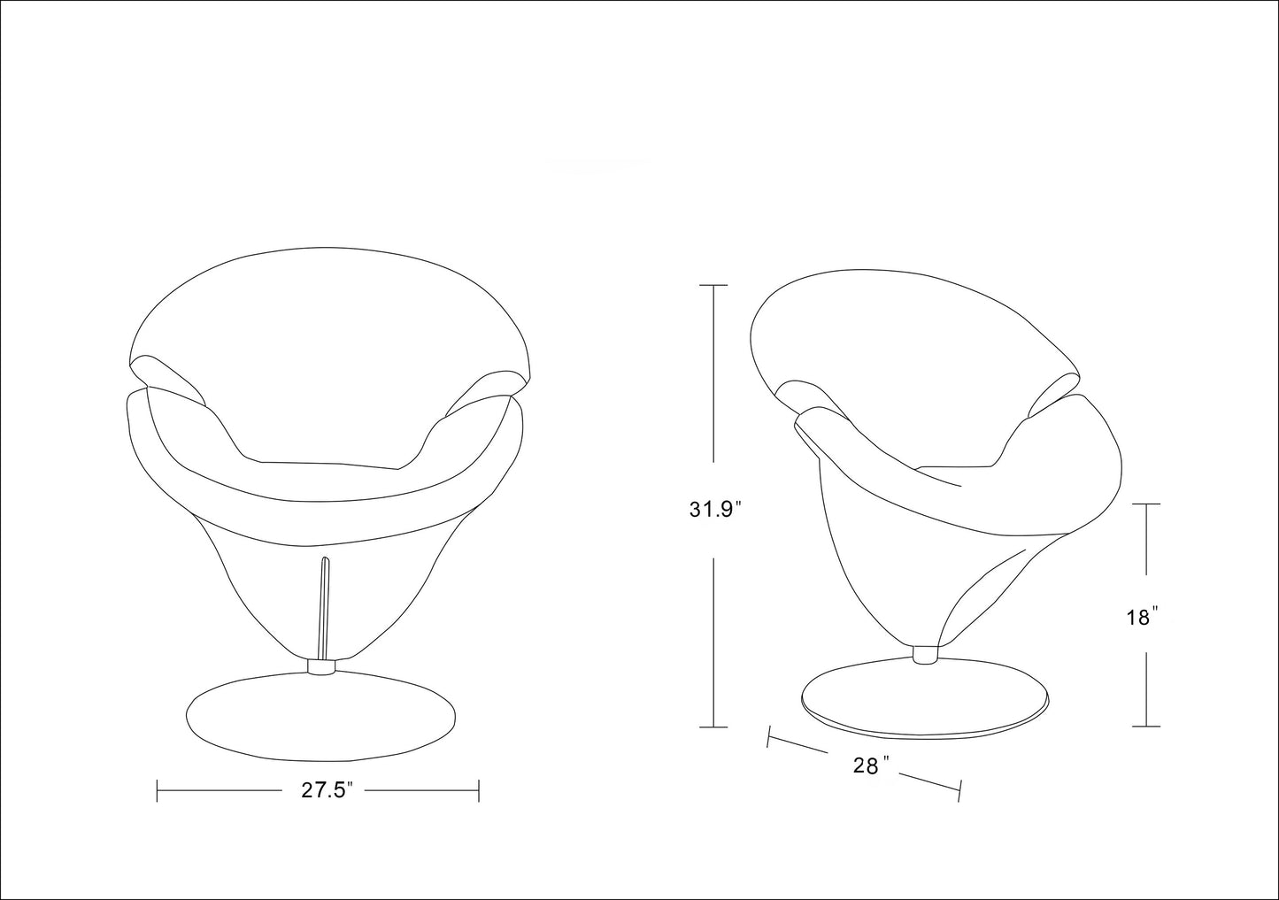 Tulip Modern Velvet Swivel Lounge Chair in White - Set of 2 2-AC029-WH