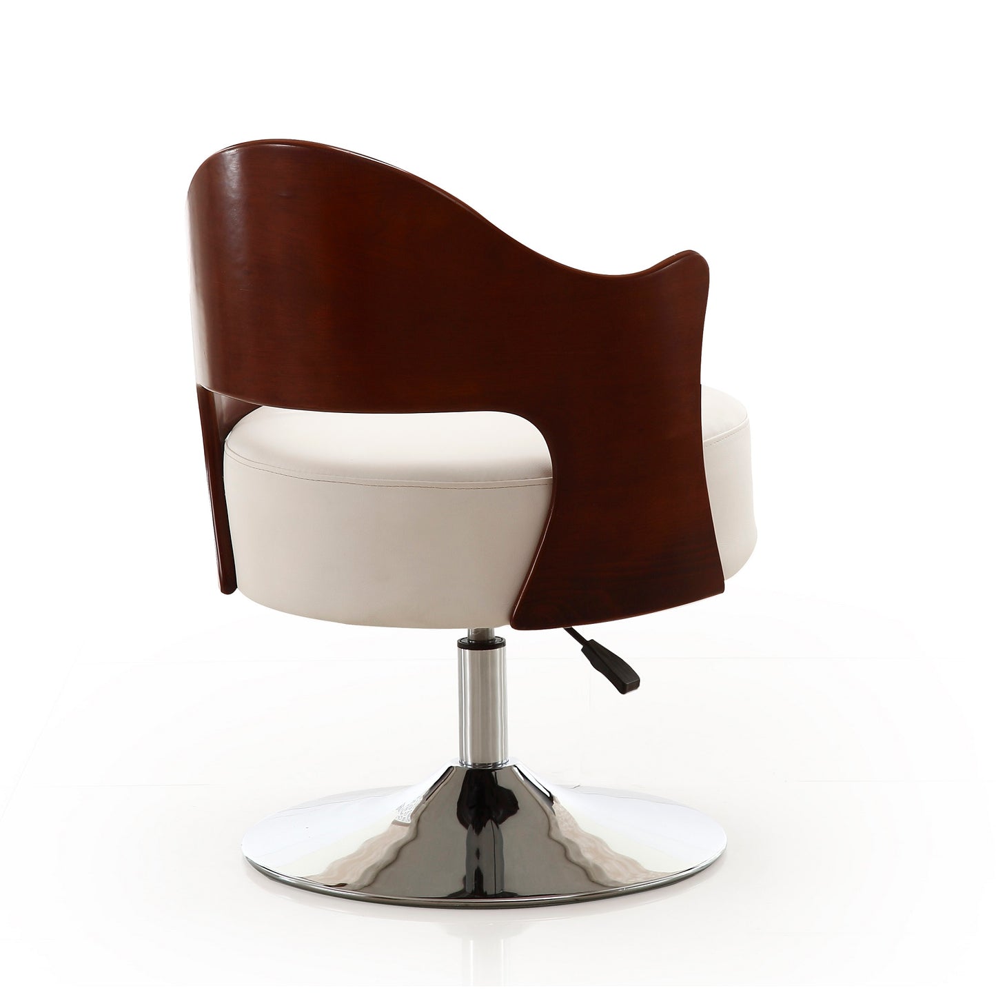 Manhattan Comfort Bopper White and Polished Chrome Faux Leather Adjustable Height Swivel Accent Chair (Set of 2) 2-AC033-WH