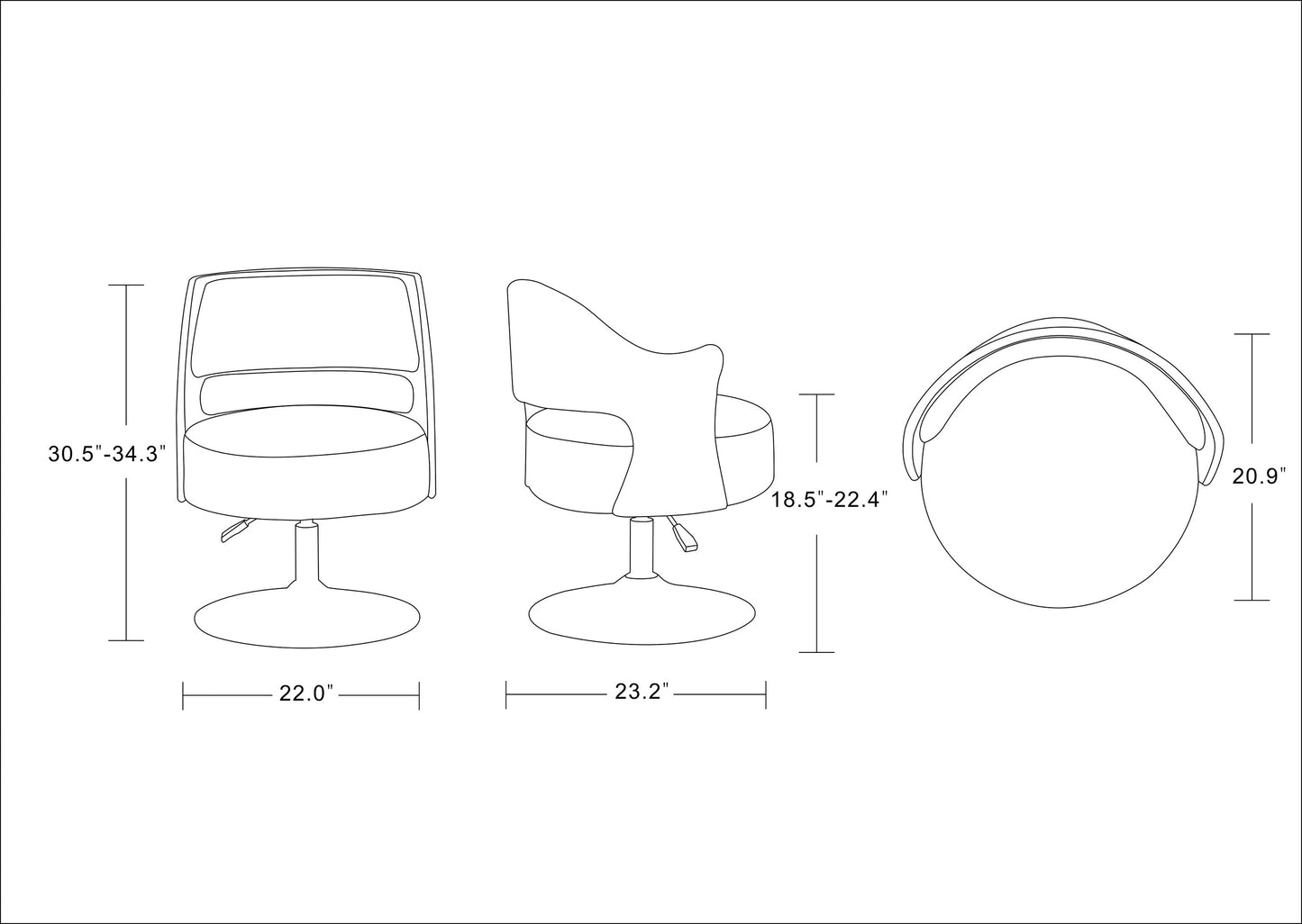 Manhattan Comfort Salon White and Polished Chrome Faux Leather Adjustable Height Swivel Accent Chair (Set of 2) 2-AC034-WH