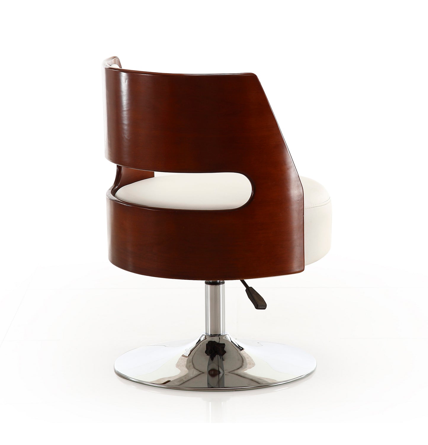 Manhattan Comfort Salon White and Polished Chrome Faux Leather Adjustable Height Swivel Accent Chair (Set of 2) 2-AC034-WH