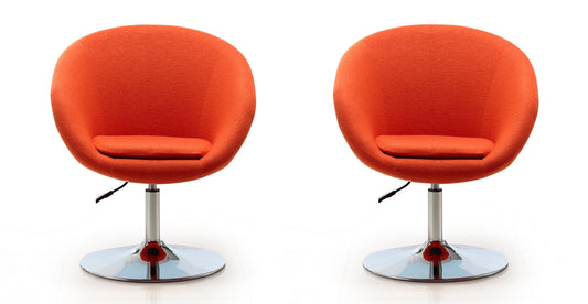 Manhattan Comfort Hopper Orange and Polished Chrome Wool Blend Adjustable Height Chair (Set of 2) 2-AC036-OR