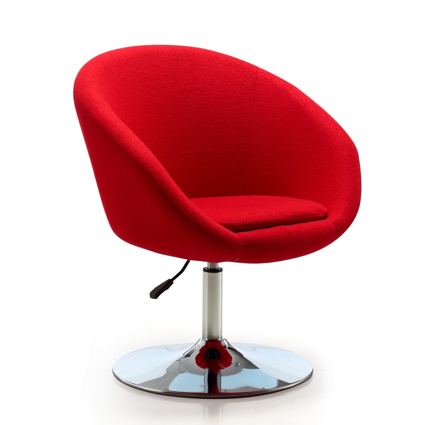 Manhattan Comfort Hopper Red and Polished Chrome Wool Blend Adjustable Height Chair (Set of 2) 2-AC036-RD