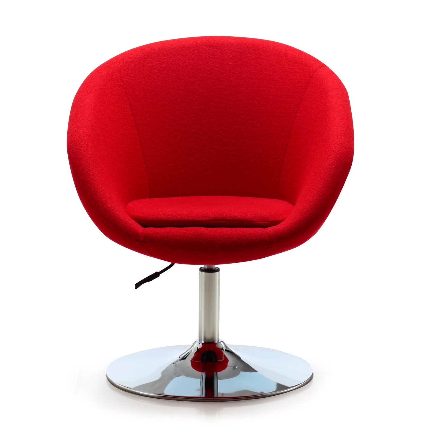 Manhattan Comfort Hopper Red and Polished Chrome Wool Blend Adjustable Height Chair (Set of 2) 2-AC036-RD
