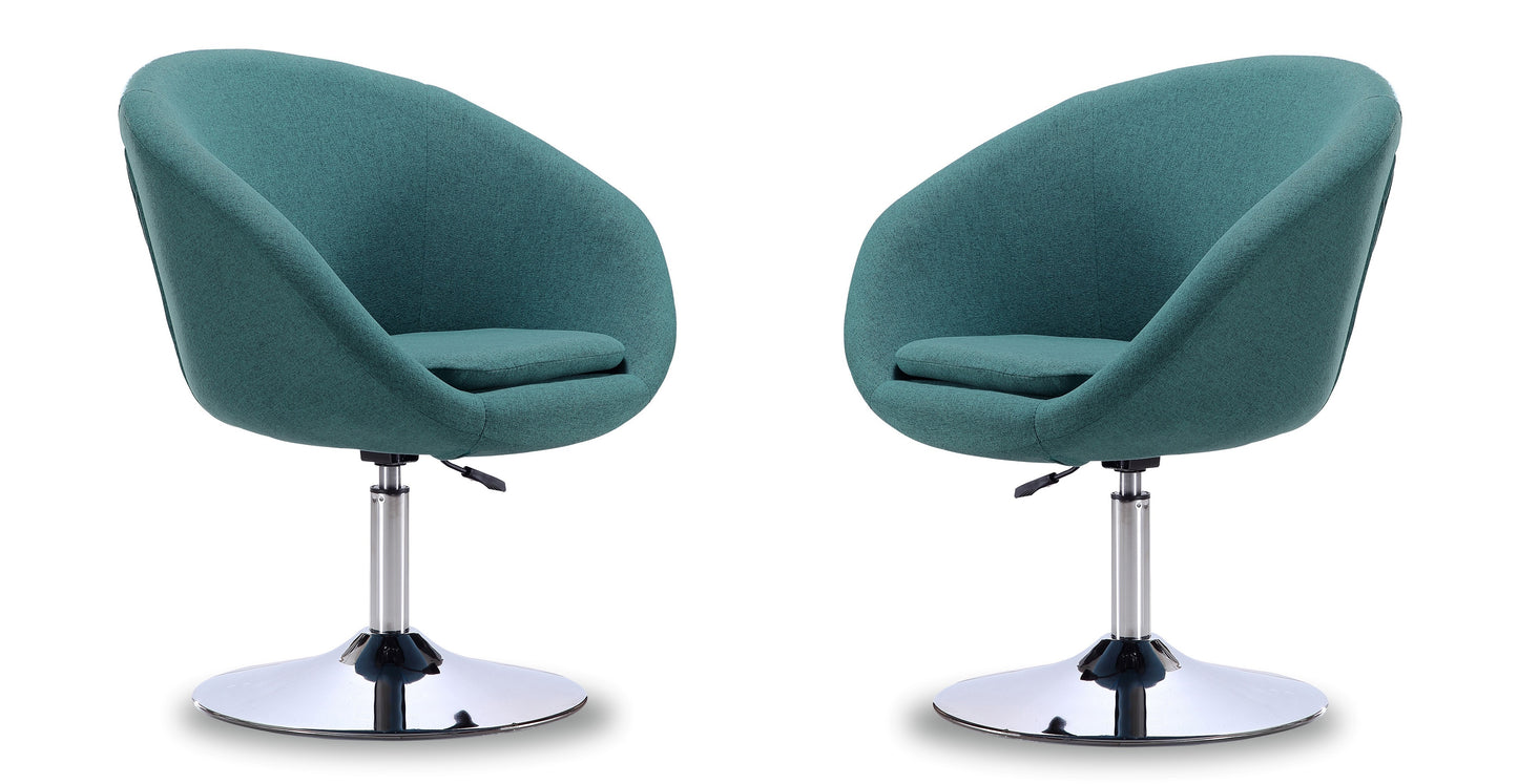Hopper Modern Upholstered Swivel Lounge Chair in Teal - Set of 2 2-AC036-SB