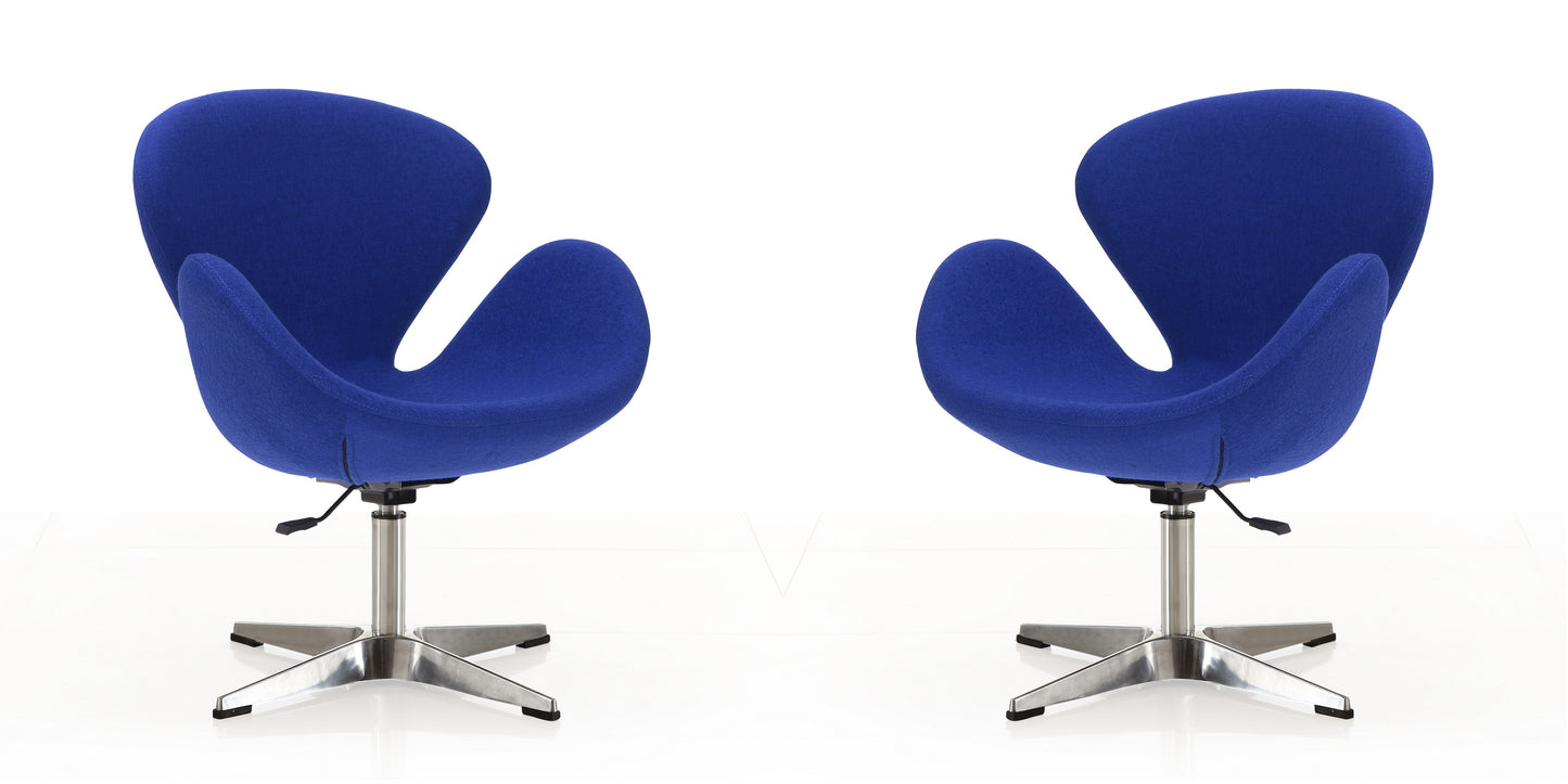 Raspberry Modern Upholstered Swivel Lounge Chair in Blue - Set of 2 2-AC038-BL