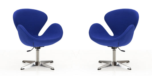 Raspberry Modern Upholstered Swivel Lounge Chair in Blue - Set of 2 2-AC038-BL
