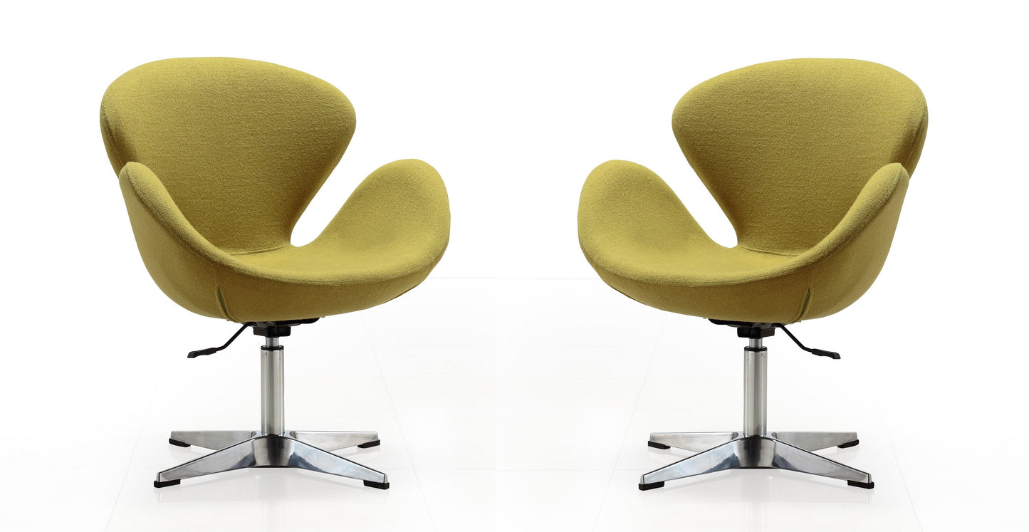 Manhattan Comfort Raspberry Green and Polished Chrome Wool Blend Adjustable Swivel Chair (Set of 2) 2-AC038-GR