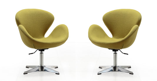 Manhattan Comfort Raspberry Green and Polished Chrome Wool Blend Adjustable Swivel Chair (Set of 2) 2-AC038-GR