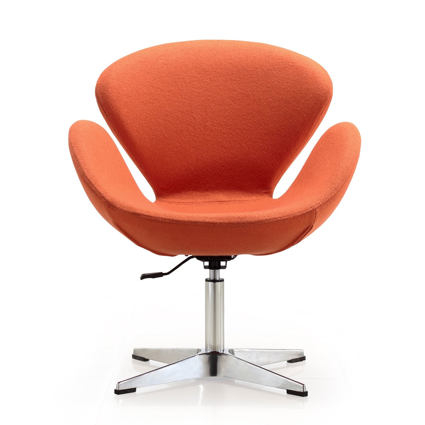 Manhattan Comfort Raspberry Orange and Polished Chrome Wool Blend Adjustable Swivel Chair (Set of 2) 2-AC038-OR