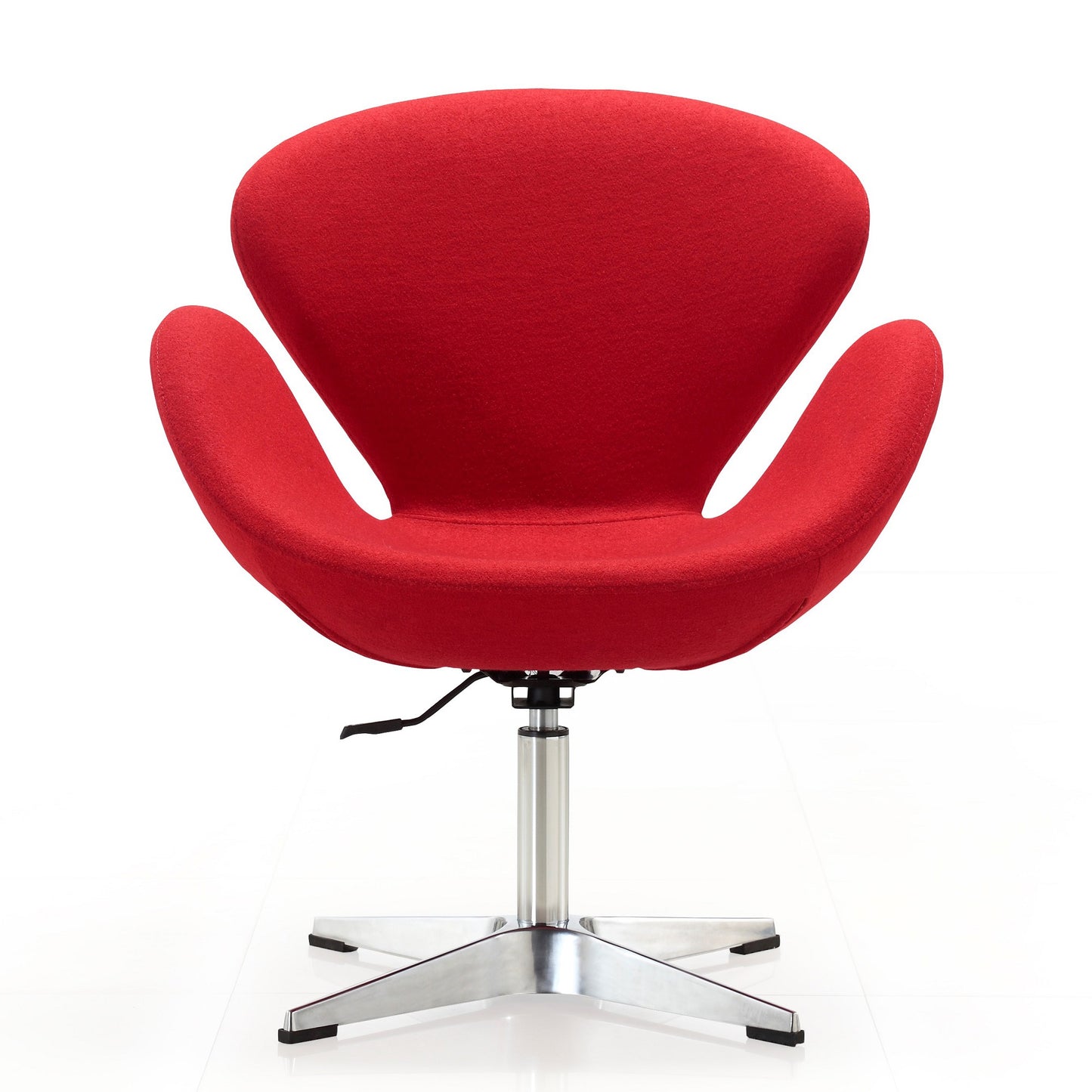 Manhattan Comfort Raspberry Red and Polished Chrome Wool Blend Adjustable Swivel Chair (Set of 2) 2-AC038-RD