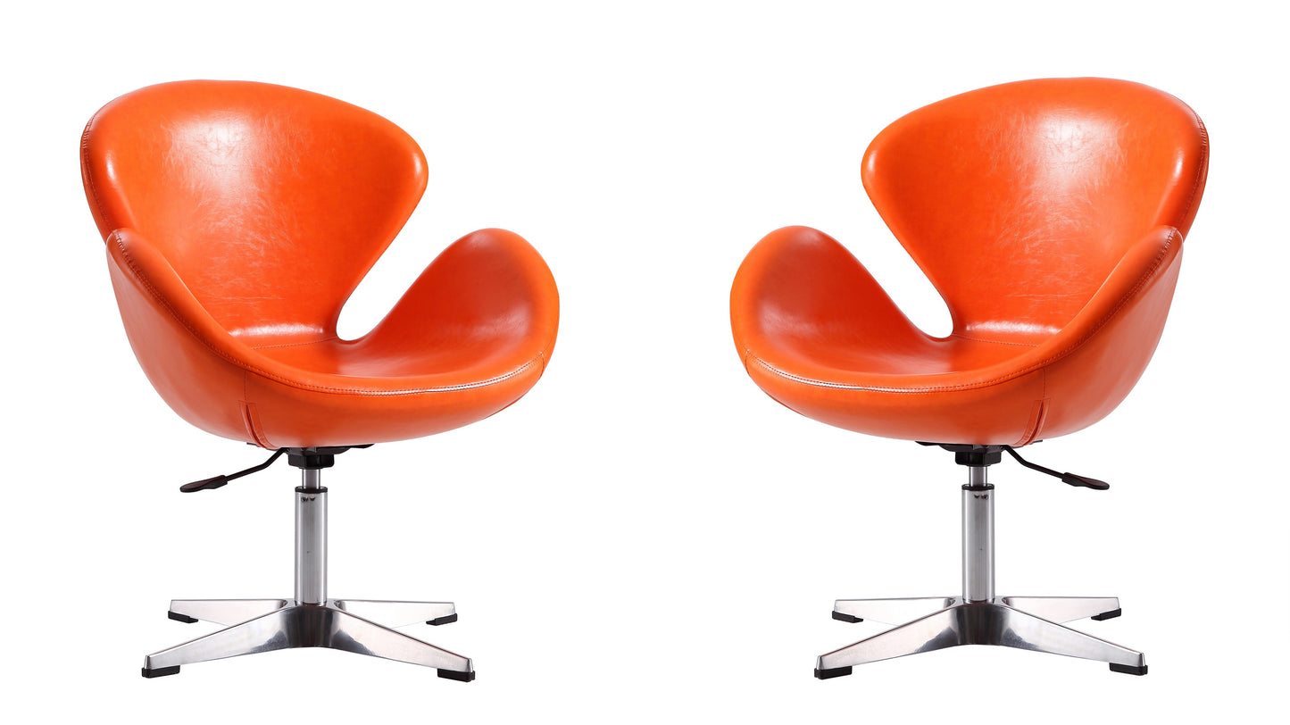 Raspberry Modern Upholstered Swivel Lounge Chair in Orange - Set of 2 2-AC038-TR