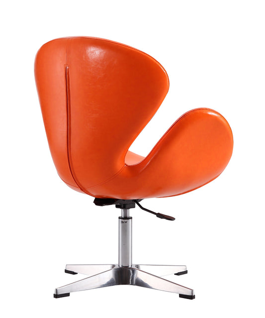 Manhattan Comfort Raspberry Tangerine and Polished Chrome Faux Leather Adjustable Swivel Chair (Set of 2) 2-AC038-TR