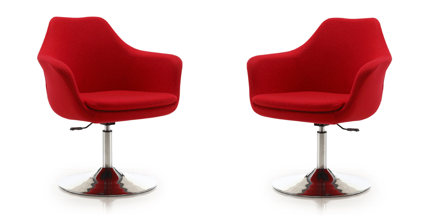 Kinsey Modern Wool Blend Swivel Lounge Chair in Red - Set of 2 2-AC039-RD