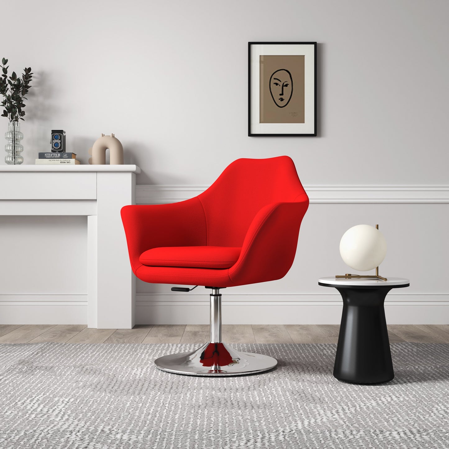 Kinsey Modern Wool Blend Swivel Lounge Chair in Red - Set of 2 2-AC039-RD