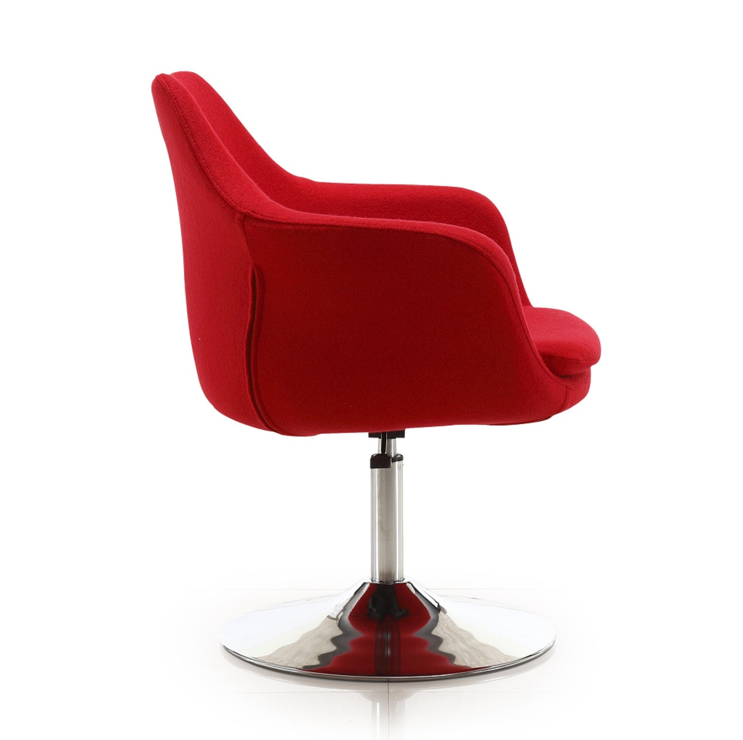 Manhattan Comfort Kinsey Red and Polished Chrome Wool Blend Adjustable Height Swivel Accent Chair (Set of 2) 2-AC039-RD