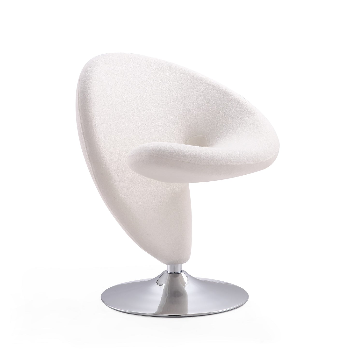 Manhattan Comfort Curl Cream and Polished Chrome Wool Blend Swivel Accent Chair (Set of 2) 2-AC040-CR