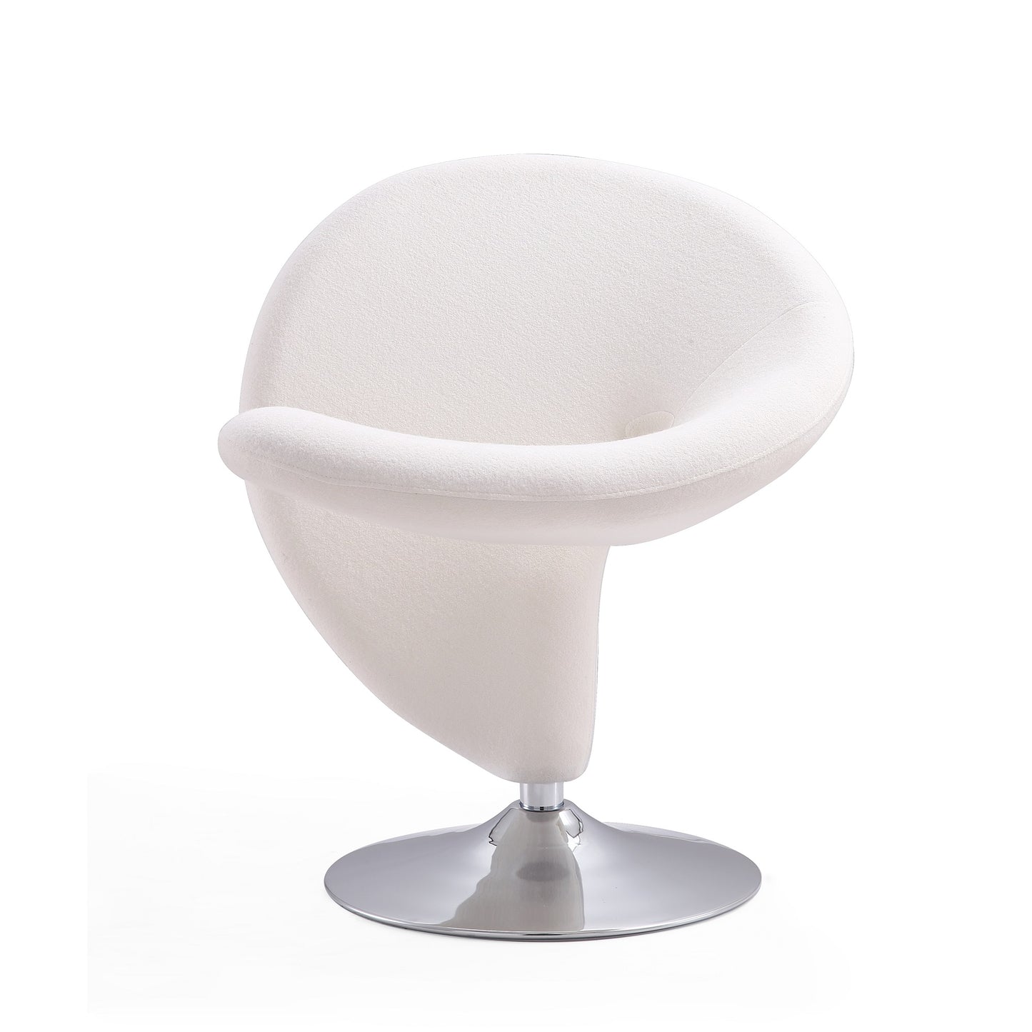 Manhattan Comfort Curl Cream and Polished Chrome Wool Blend Swivel Accent Chair (Set of 2) 2-AC040-CR