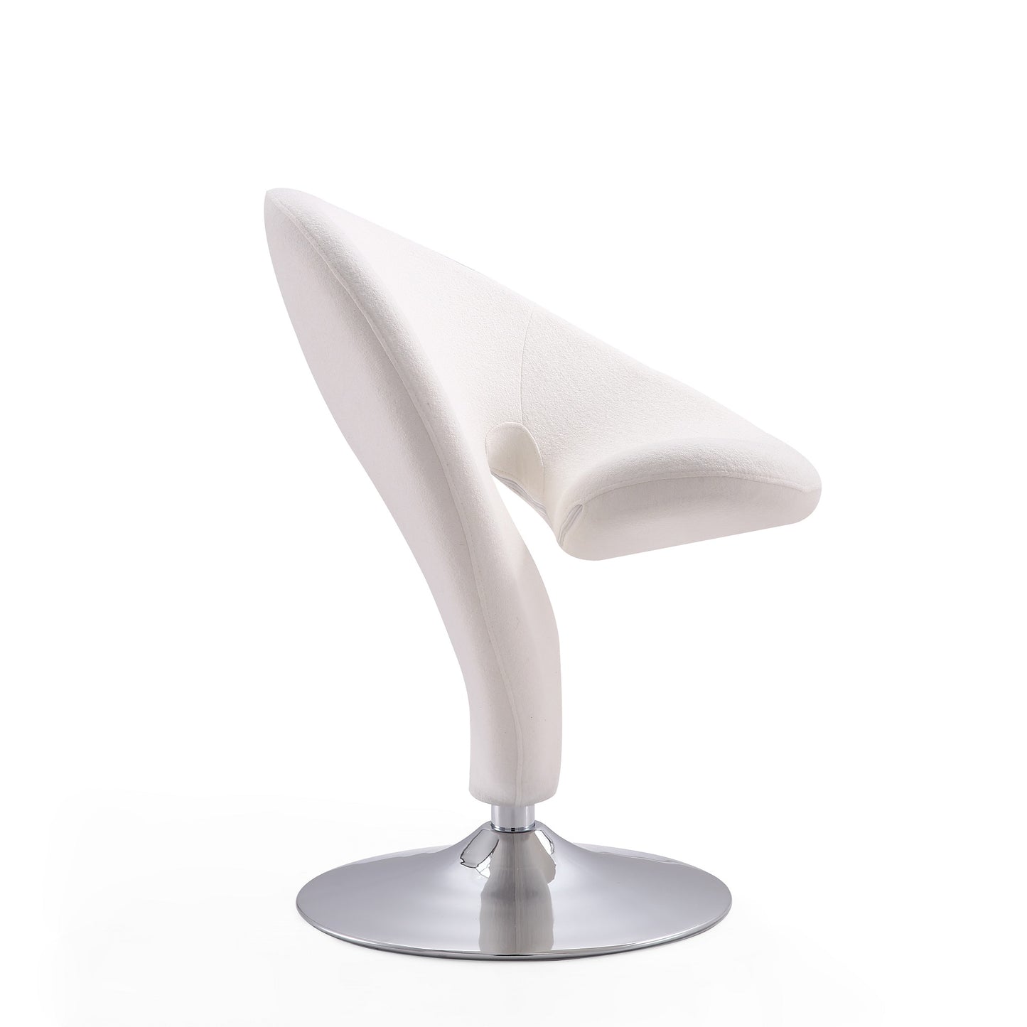 Manhattan Comfort Curl Cream and Polished Chrome Wool Blend Swivel Accent Chair (Set of 2) 2-AC040-CR