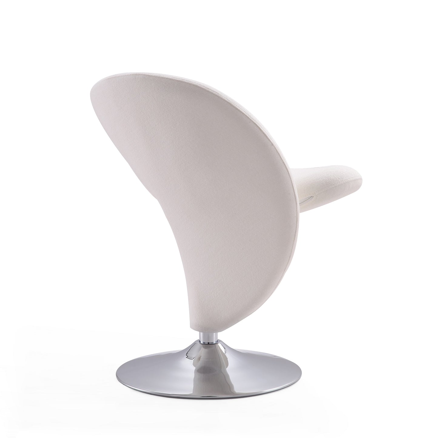 Manhattan Comfort Curl Cream and Polished Chrome Wool Blend Swivel Accent Chair (Set of 2) 2-AC040-CR