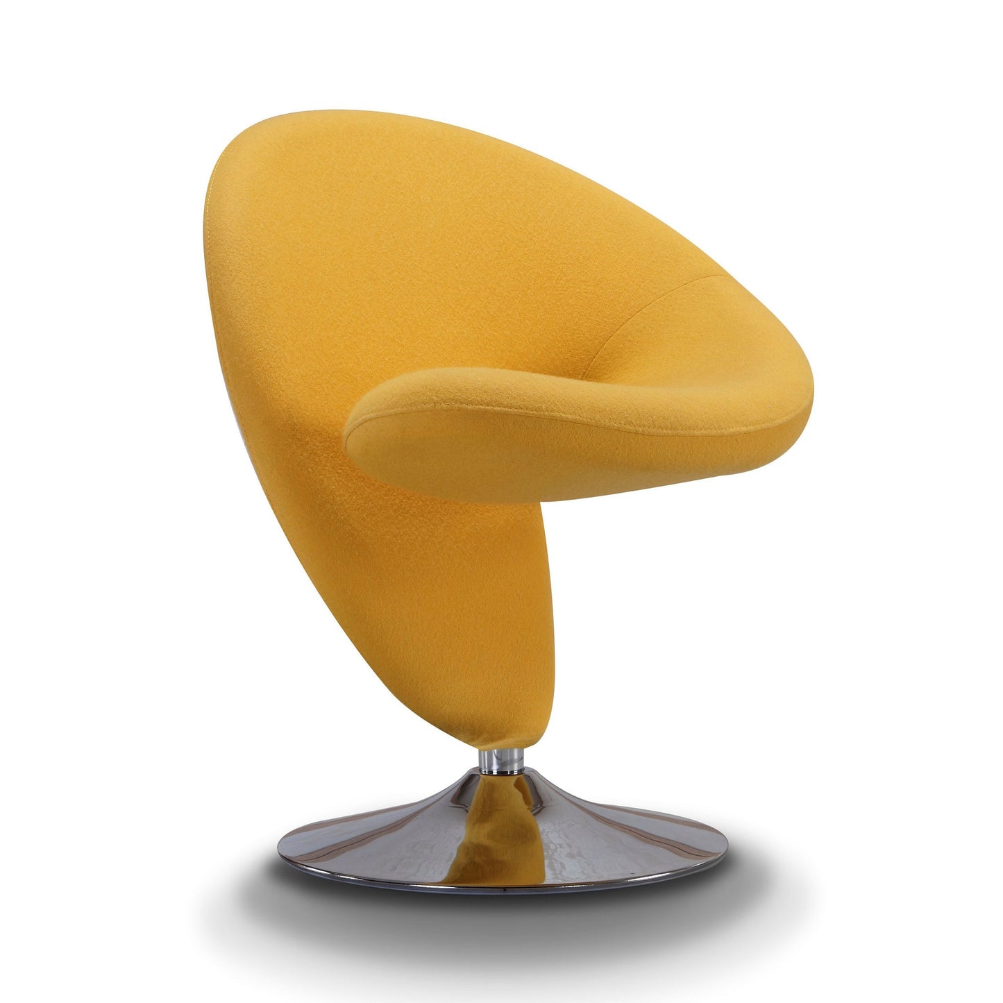 Manhattan Comfort Curl Yellow and Polished Chrome Wool Blend Swivel Accent Chair (Set of 2) 2-AC040-YL