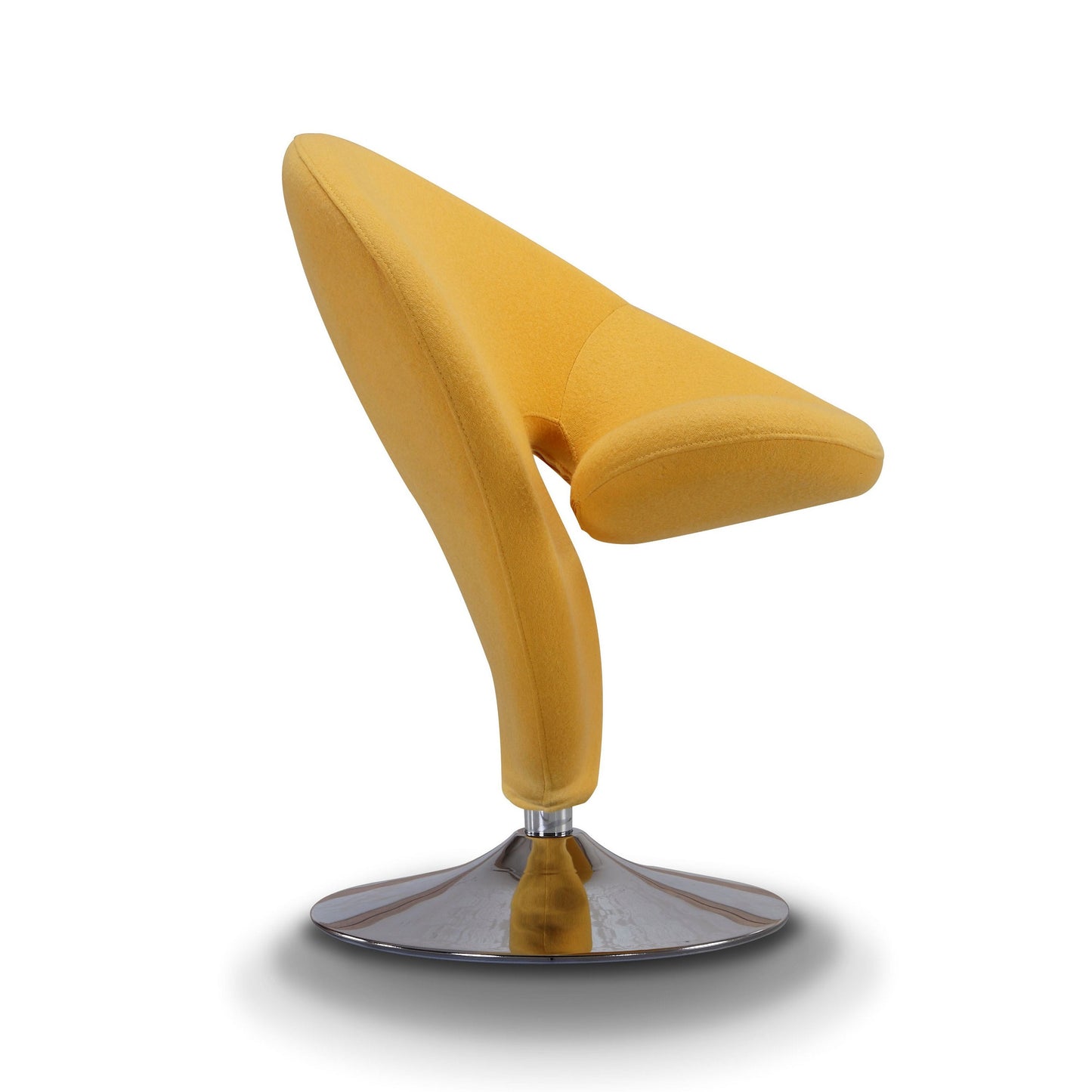 Manhattan Comfort Curl Yellow and Polished Chrome Wool Blend Swivel Accent Chair (Set of 2) 2-AC040-YL