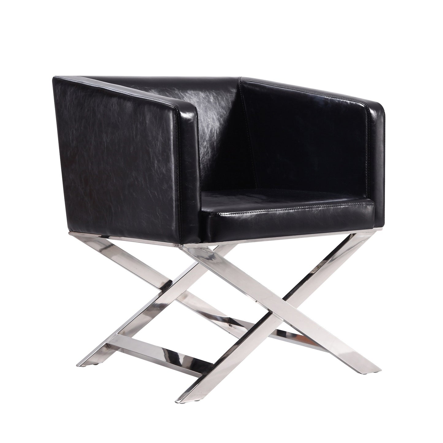Hollywood Contemporary Vegan Leather Accent Armchair in Black - Set of 2 2-AC050-BK