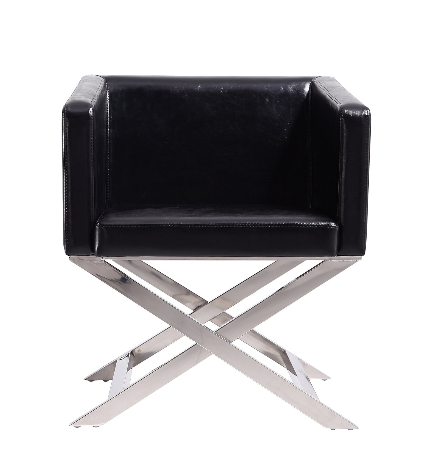 Hollywood Contemporary Vegan Leather Accent Armchair in Black - Set of 2 2-AC050-BK