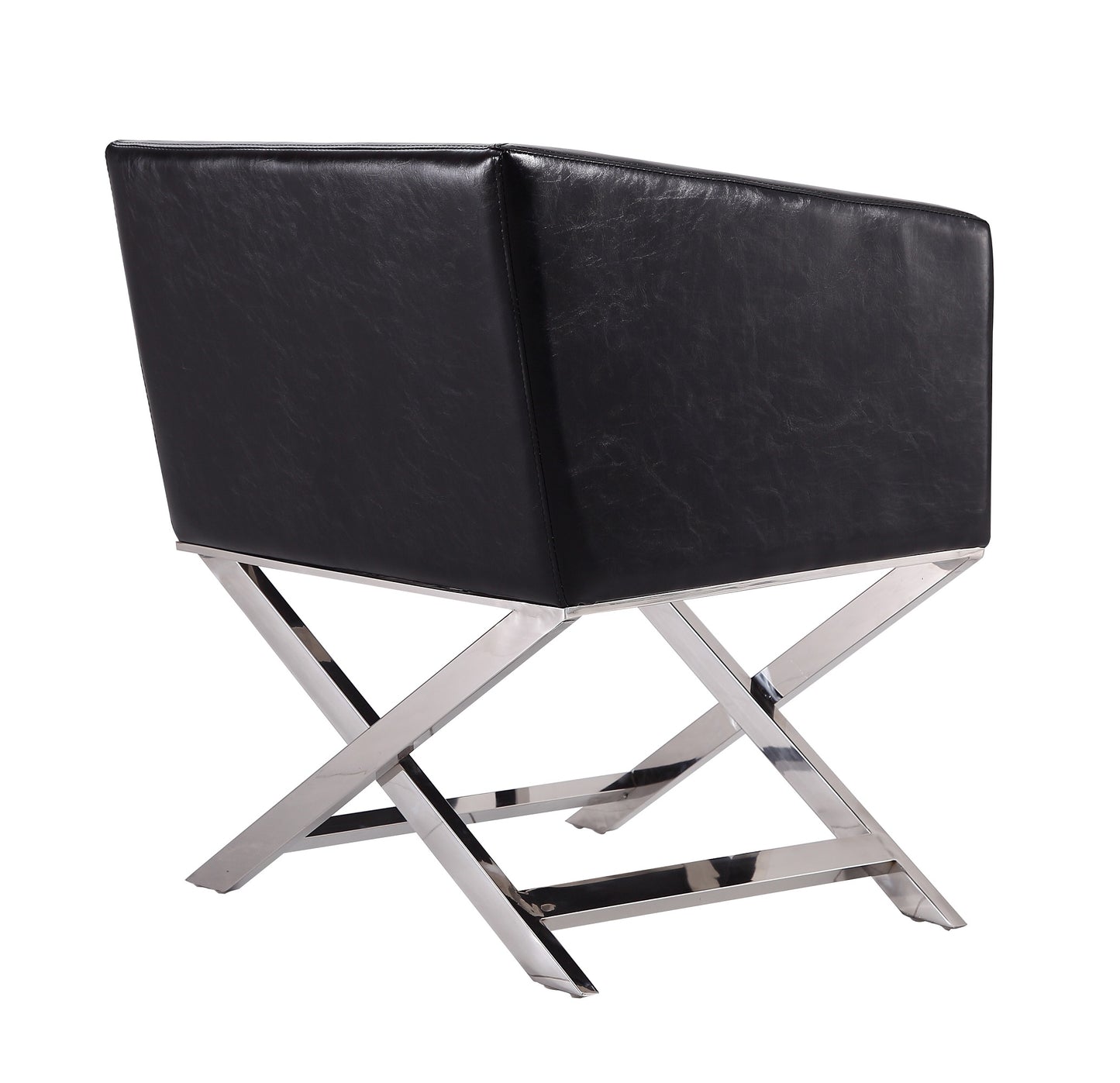 Hollywood Contemporary Vegan Leather Accent Armchair in Black - Set of 2 2-AC050-BK