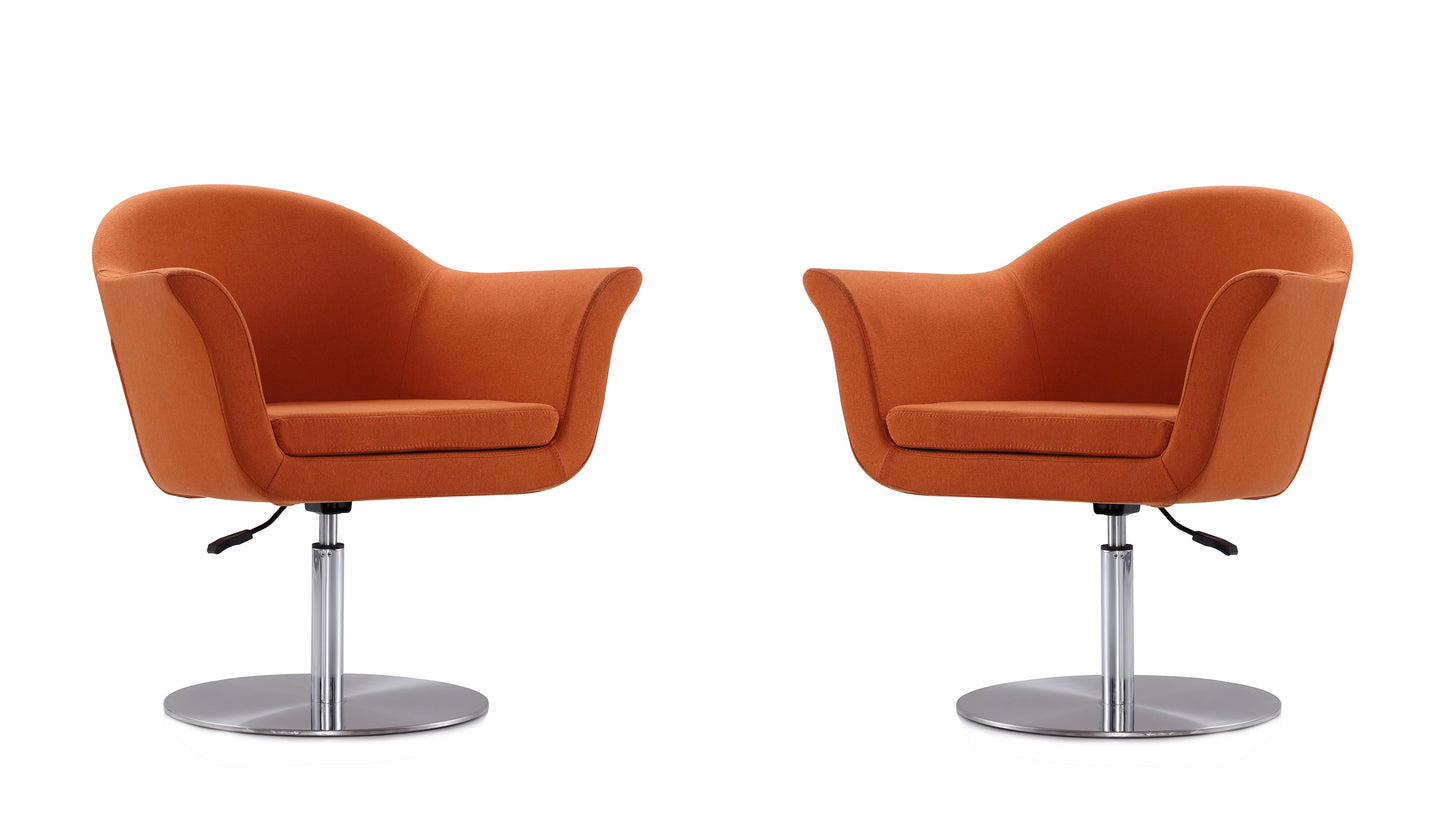 Voyager Modern Woven Blend Swivel Lounge Chair in Orange - Set of 2 2-AC051-OR