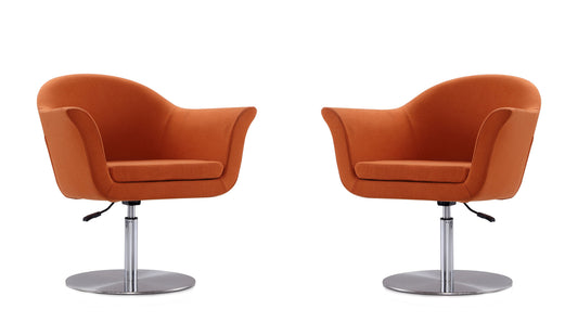 Voyager Modern Woven Blend Swivel Lounge Chair in Orange - Set of 2 2-AC051-OR