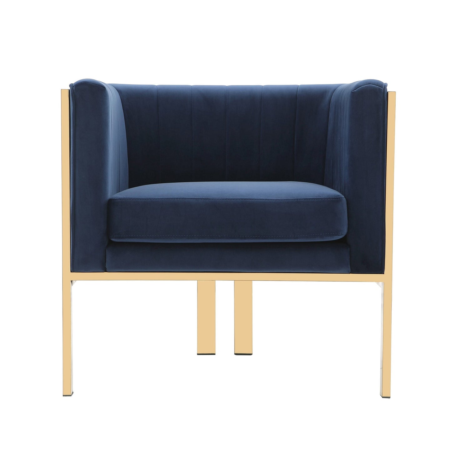 Manhattan Comfort Paramount Royal Blue and Polished Brass Velvet Accent Armchair (Set of 2) 2-AC053-BL