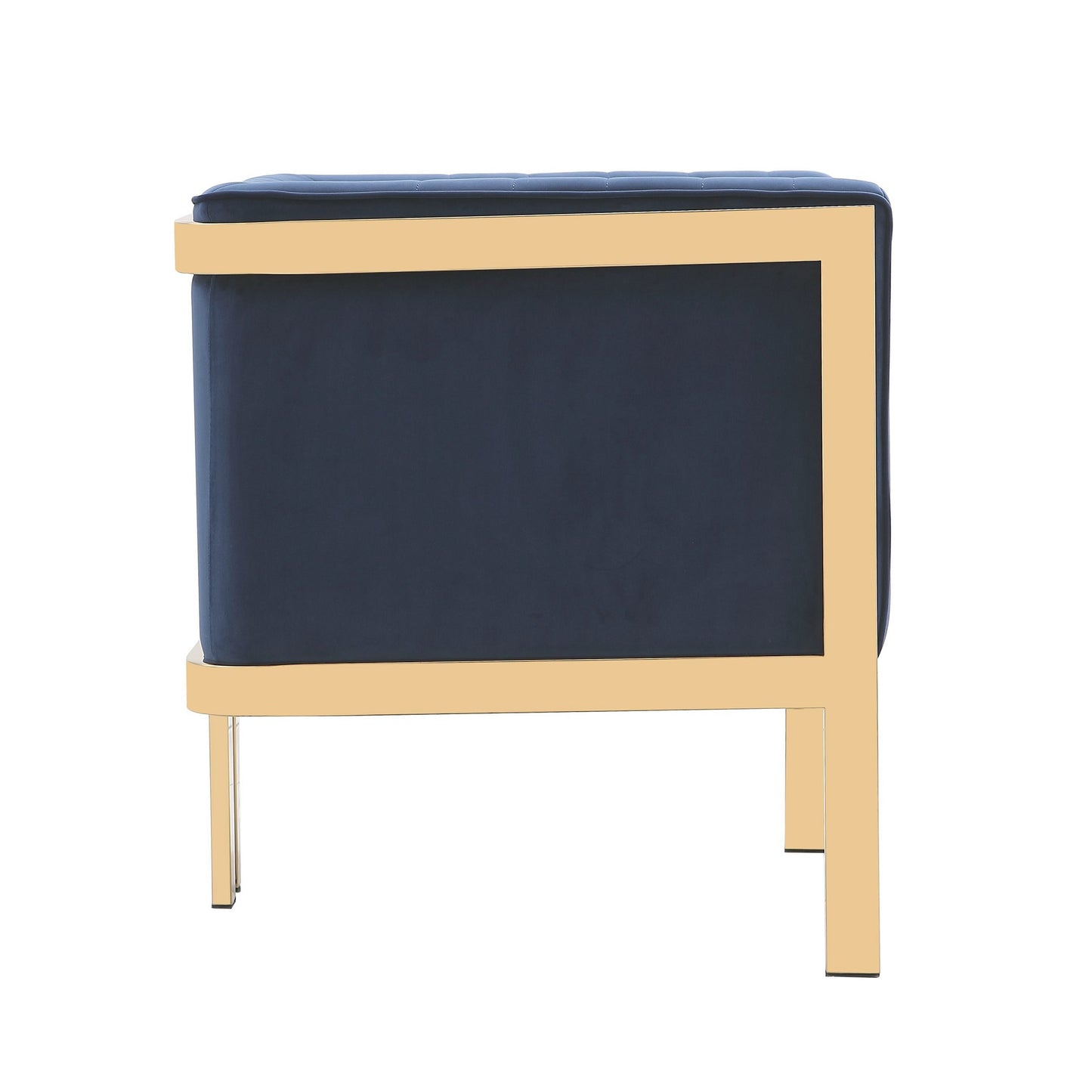 Manhattan Comfort Paramount Royal Blue and Polished Brass Velvet Accent Armchair (Set of 2) 2-AC053-BL