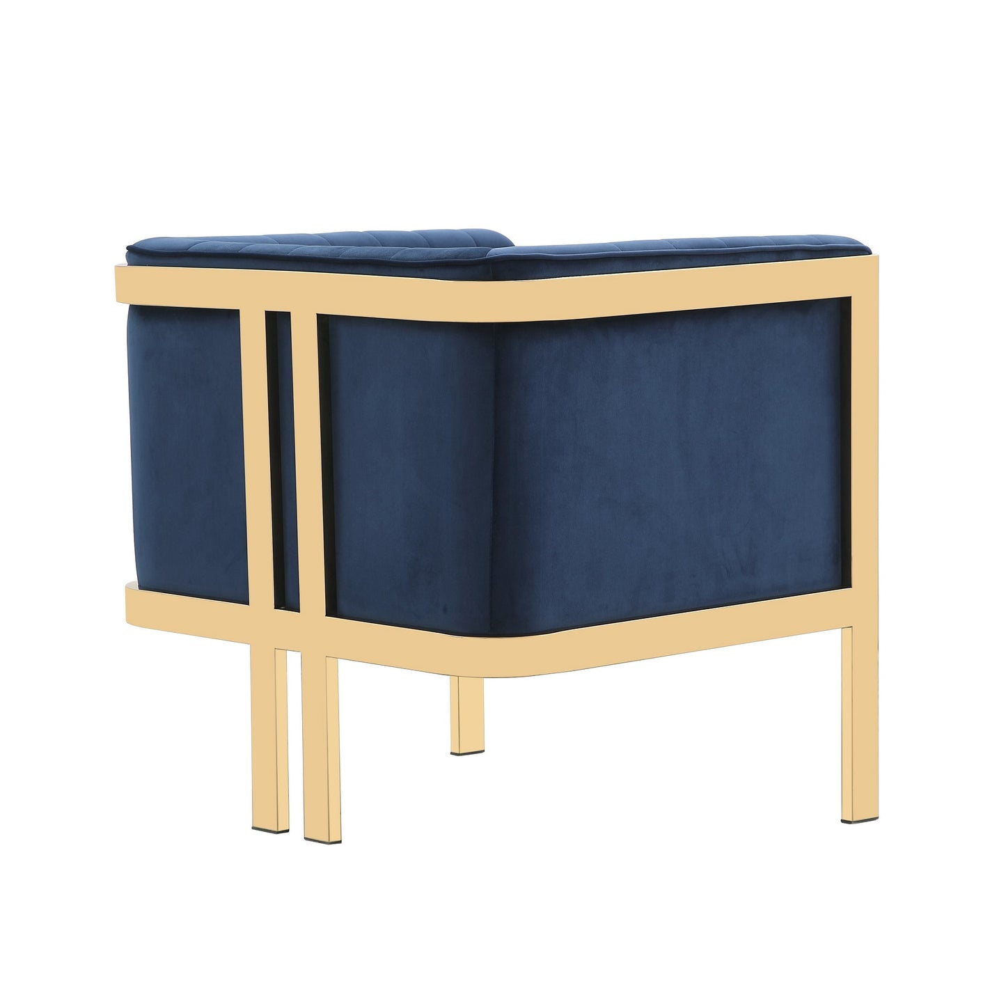 Manhattan Comfort Paramount Royal Blue and Polished Brass Velvet Accent Armchair (Set of 2) 2-AC053-BL