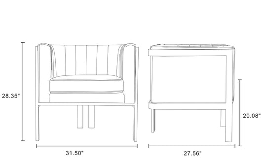 Manhattan Comfort Paramount Forest Green and Polished Brass Velvet Accent Armchair (Set of 2) 2-AC053-GR