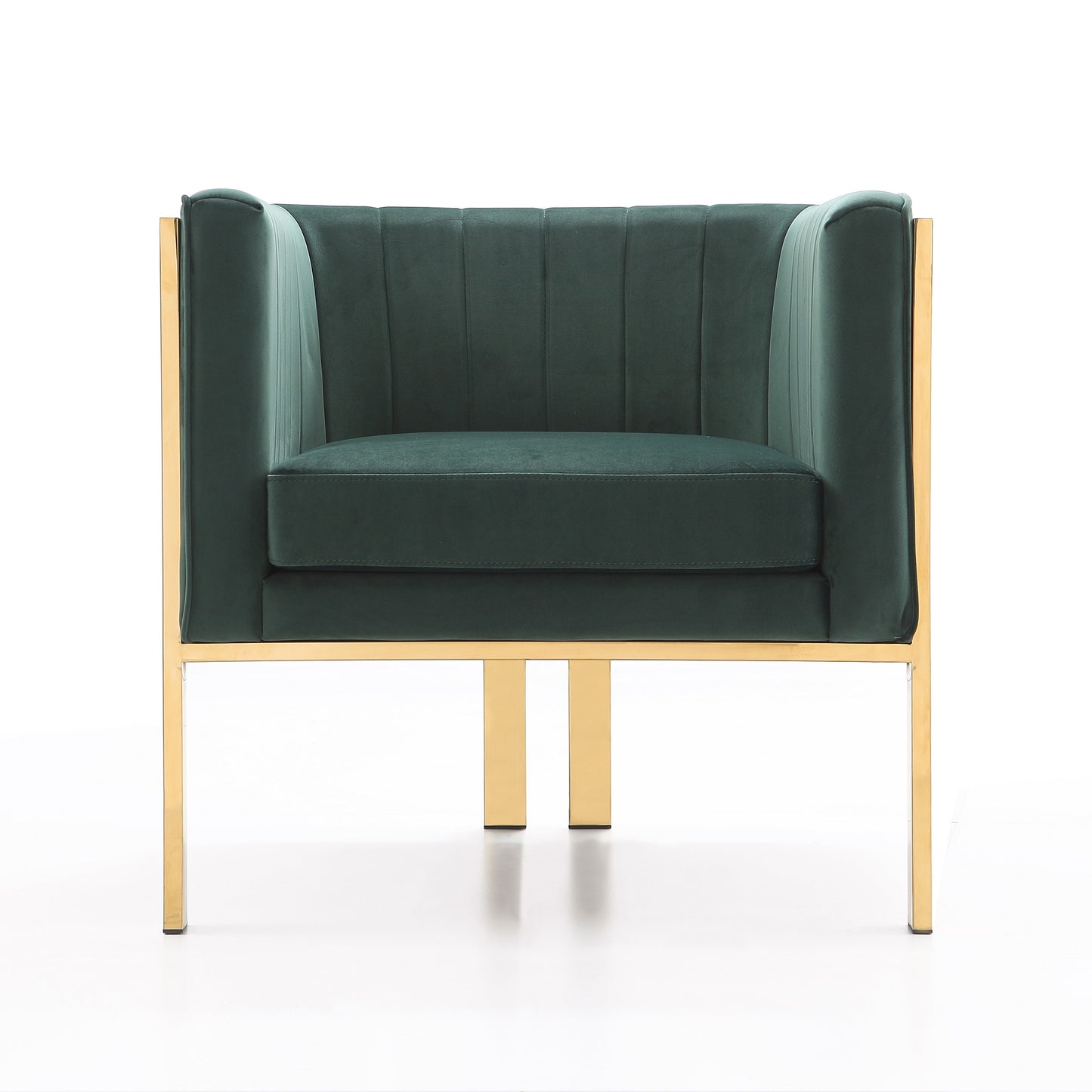 Manhattan Comfort Paramount Forest Green and Polished Brass Velvet Accent Armchair (Set of 2) 2-AC053-GR