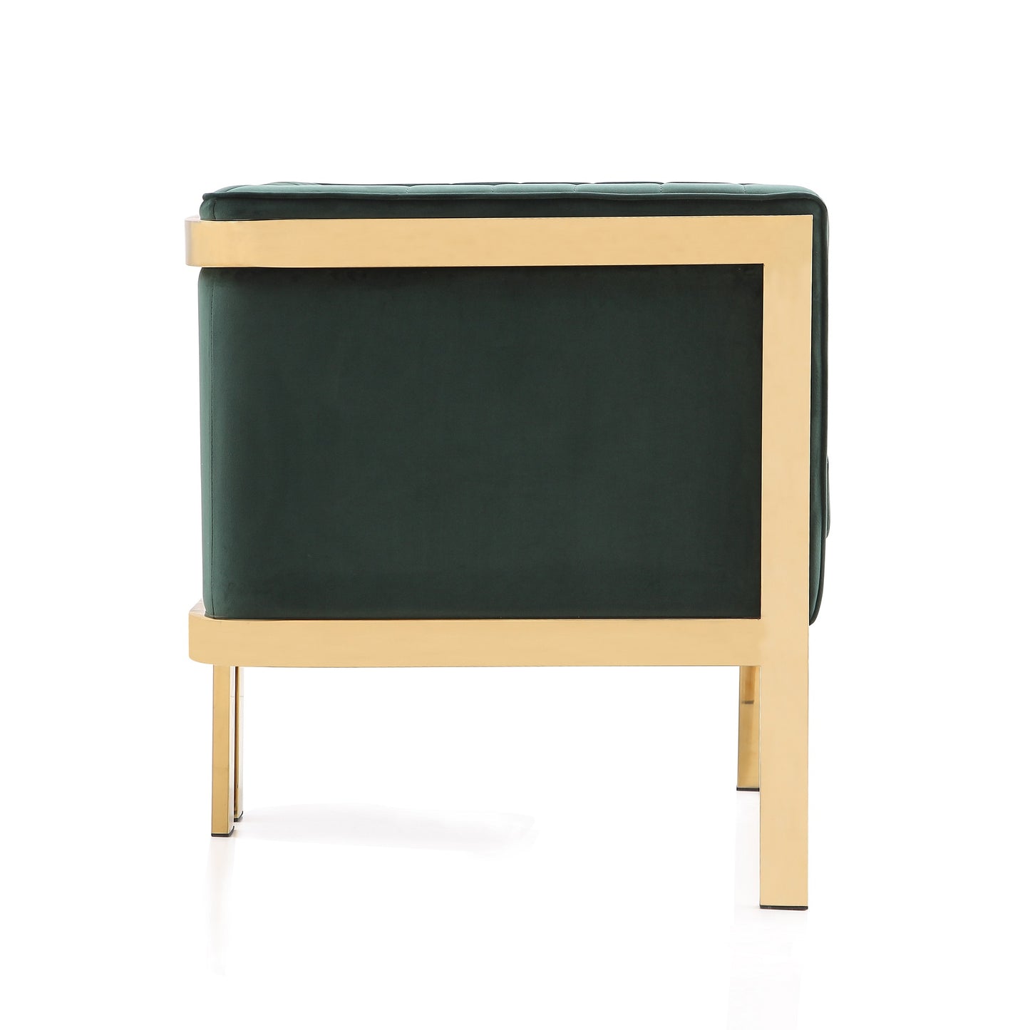 Manhattan Comfort Paramount Forest Green and Polished Brass Velvet Accent Armchair (Set of 2) 2-AC053-GR