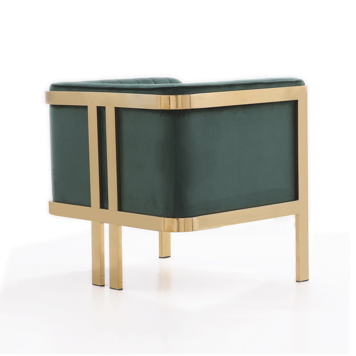 Manhattan Comfort Paramount Forest Green and Polished Brass Velvet Accent Armchair (Set of 2) 2-AC053-GR