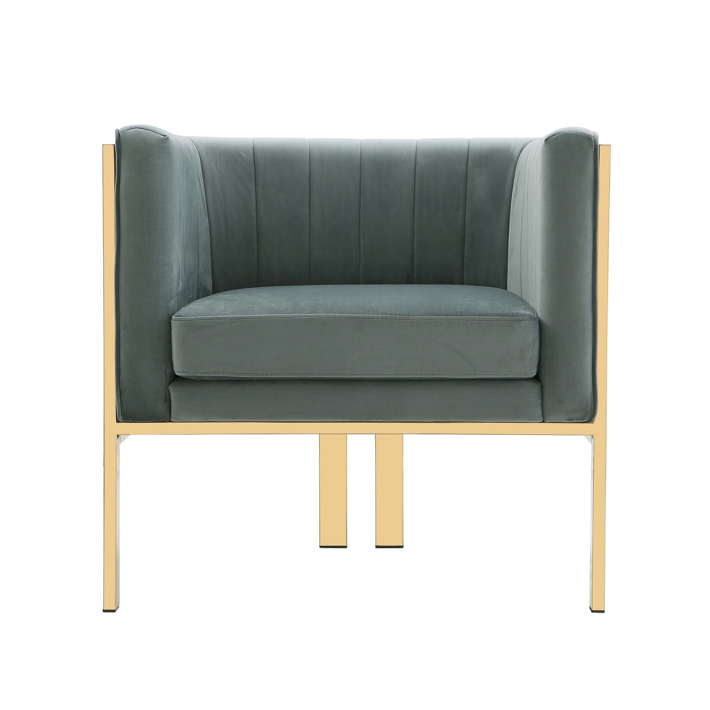 Manhattan Comfort Paramount Warm Grey and Polished Brass Velvet Accent Armchair (Set of 2) 2-AC053-GY