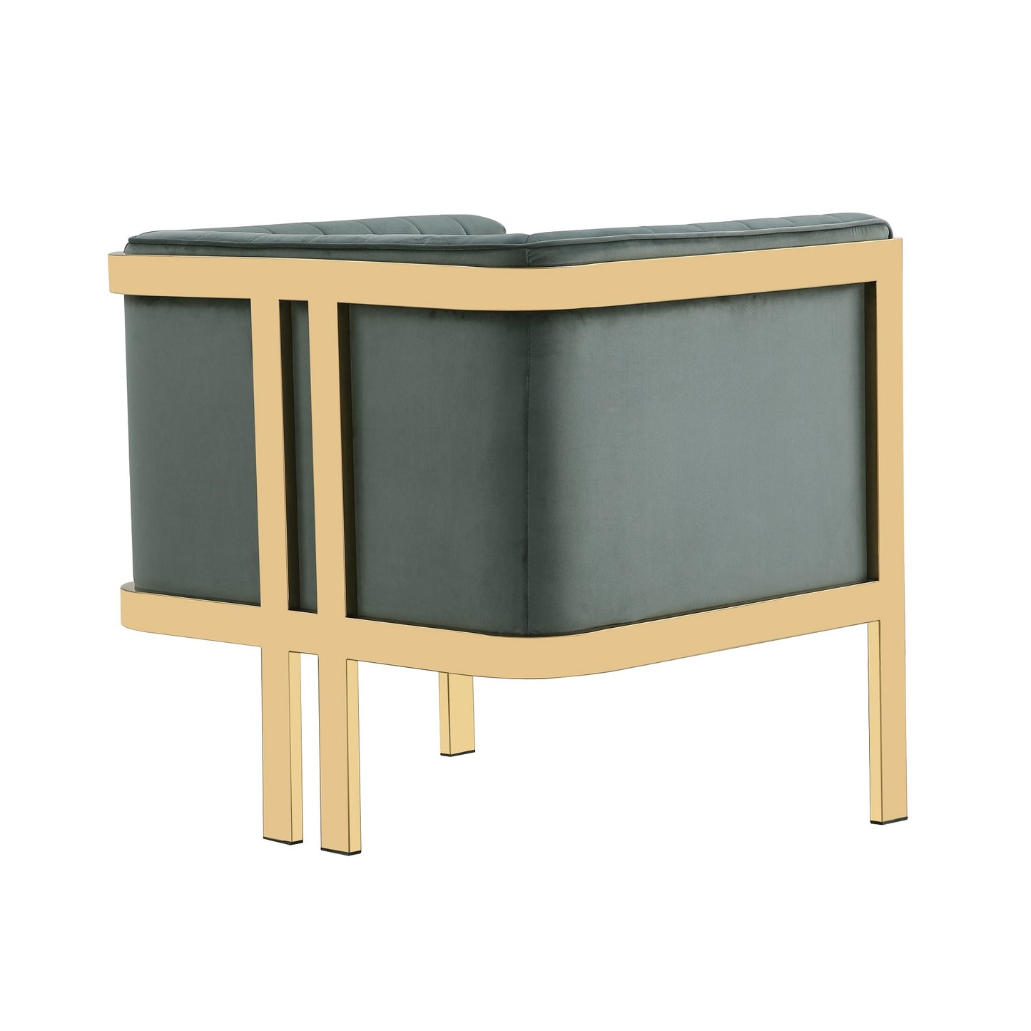 Manhattan Comfort Paramount Warm Grey and Polished Brass Velvet Accent Armchair (Set of 2) 2-AC053-GY