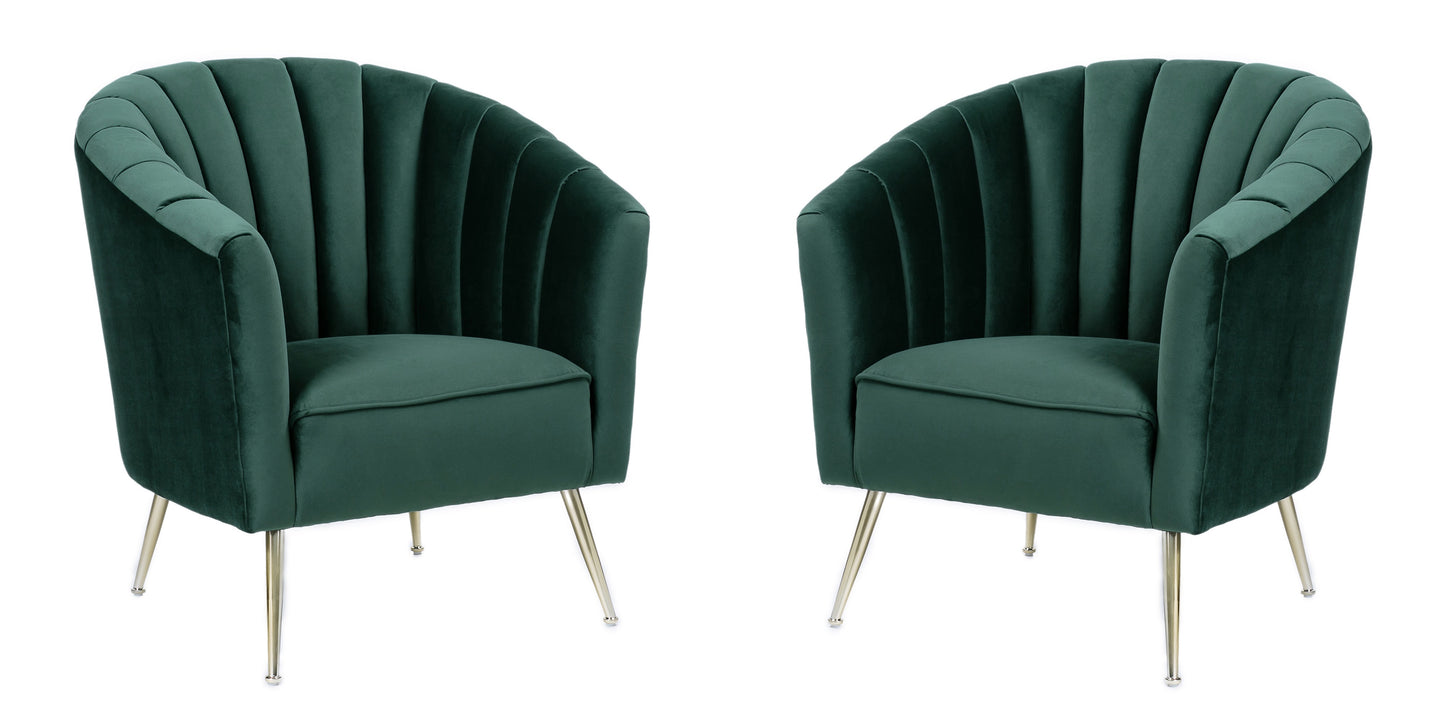 Rosemont Mid-Century Modern Velvet Accent Armchair in Green - Set of 2 2-AC056-GR