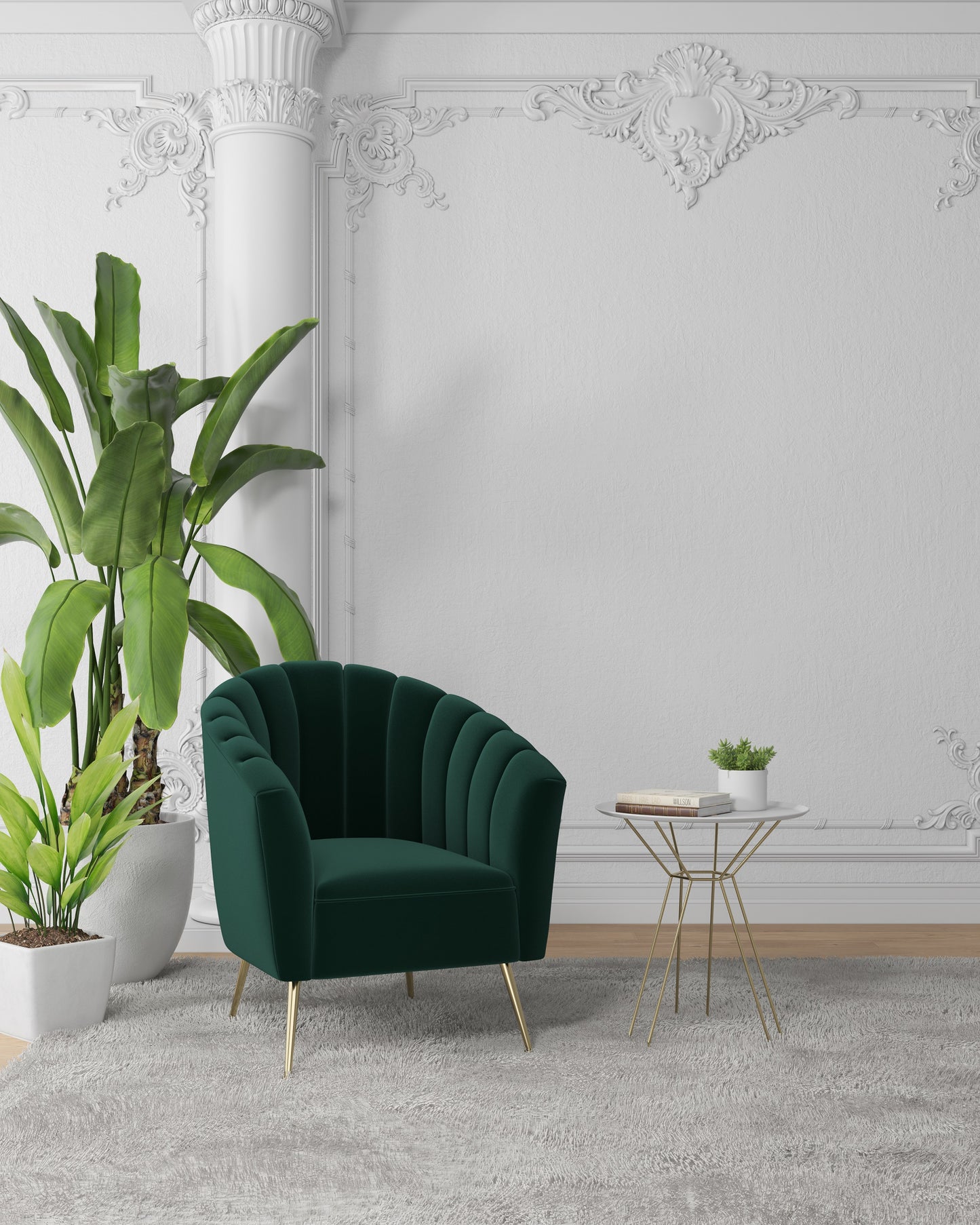 Rosemont Mid-Century Modern Velvet Accent Armchair in Green - Set of 2 2-AC056-GR