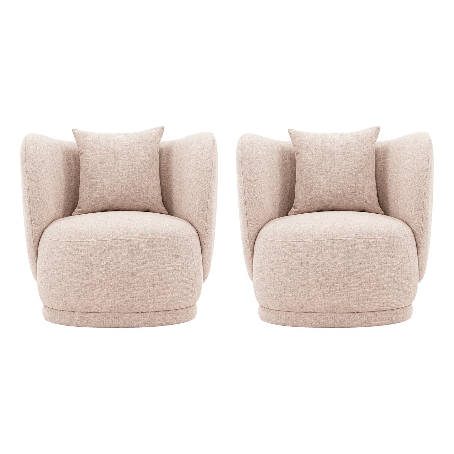 Manhattan Comfort Contemporary Siri Linen Weave Accent Chair with Pillows in Wheat - Set of 2 2-AC057-WT