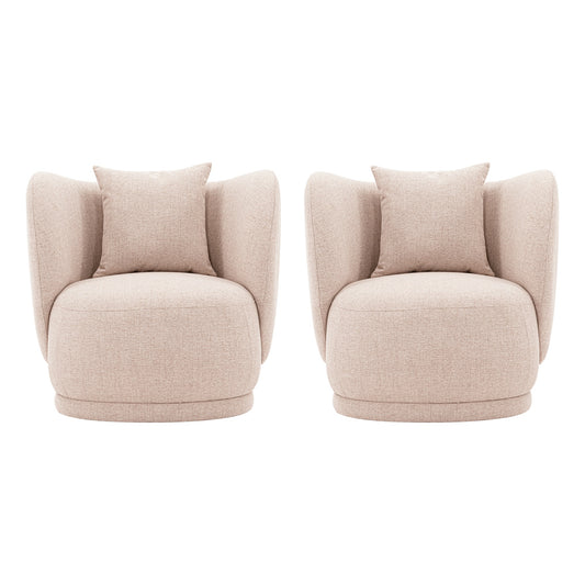 Manhattan Comfort Contemporary Siri Linen Weave Accent Chair with Pillows in Wheat - Set of 2 2-AC057-WT