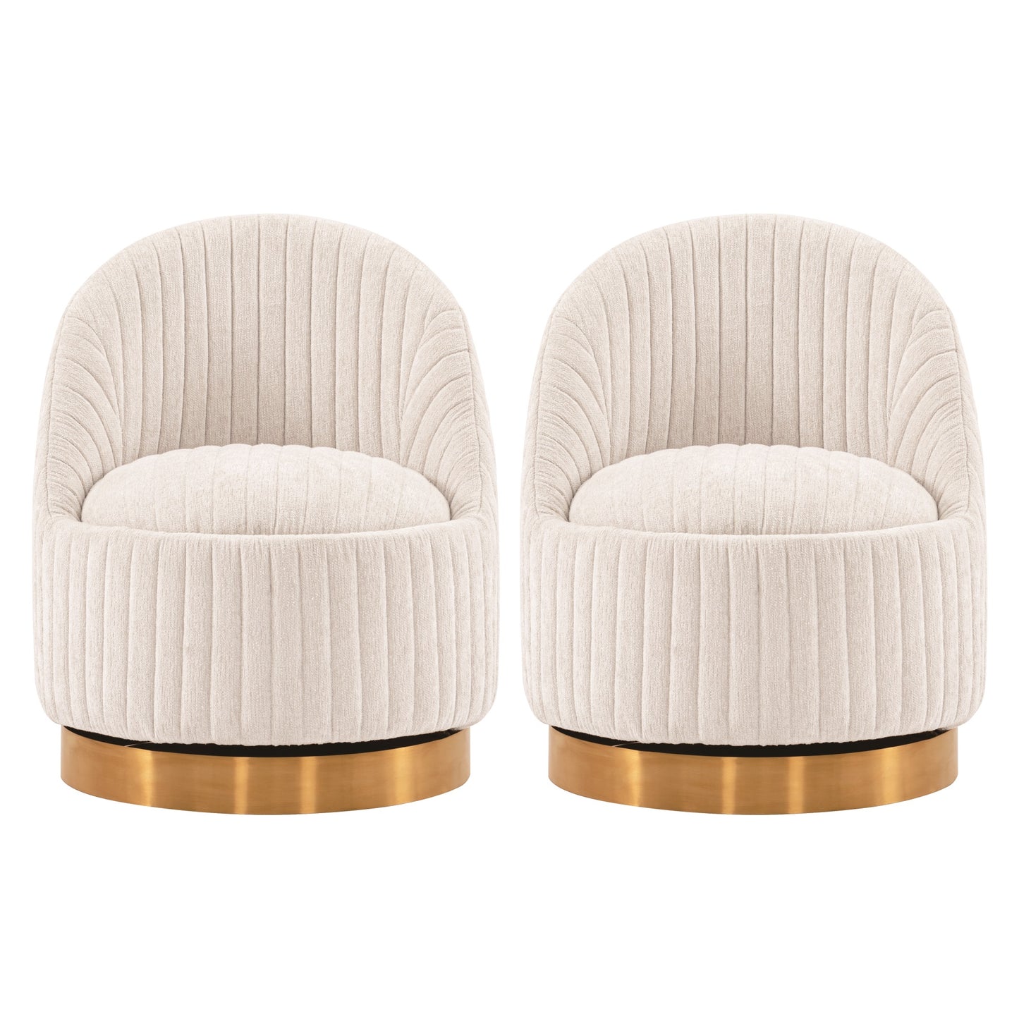 Manhattan Comfort Modern Leela Swivel Chenille Accent Chair in Cream- Set of 2 2-AC058-CR